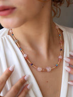 Pink Quartz & Agate Necklace