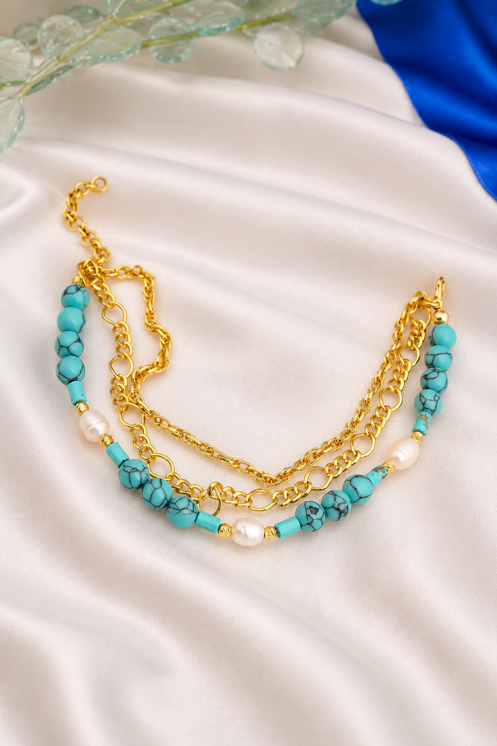 Turquoise & Pearl Anklete Main image