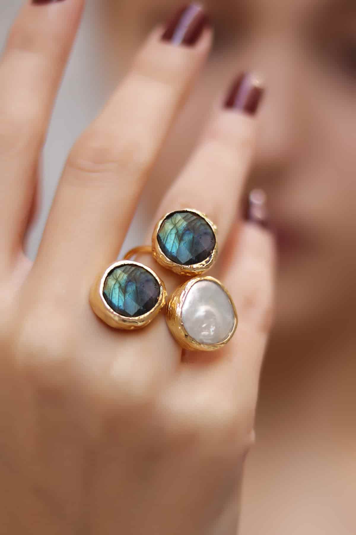 Labradorite & Pearl Bague Image principale du produit