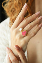 Coral & Pearl Ring