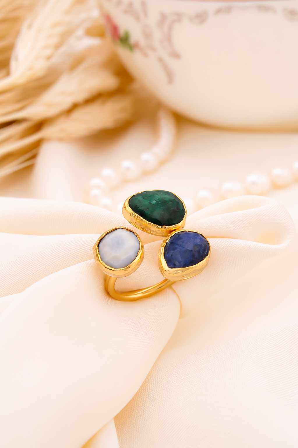Lapis & Agate & MoonStone Ring Main image
