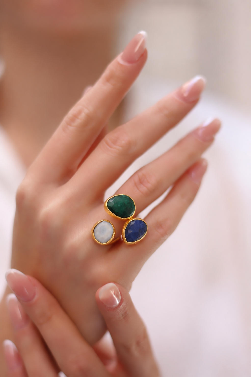 Lapis & Agate & MoonStone Ring Secondary image