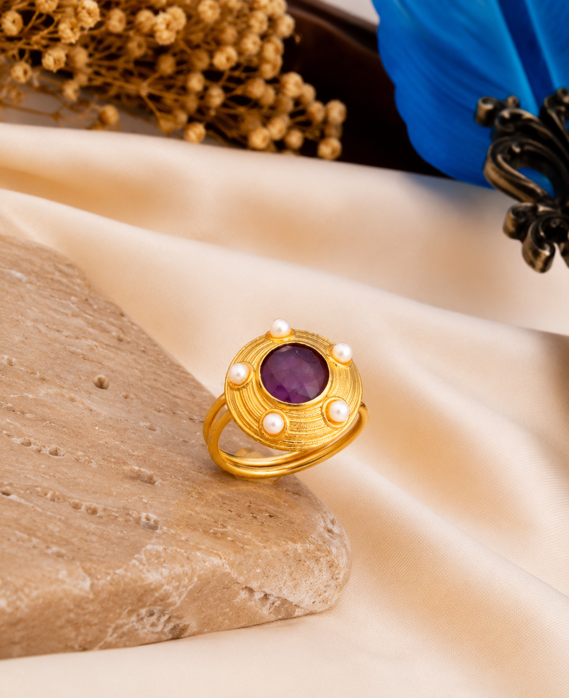 Strawberry Quartz & Pearl Ring Main image
