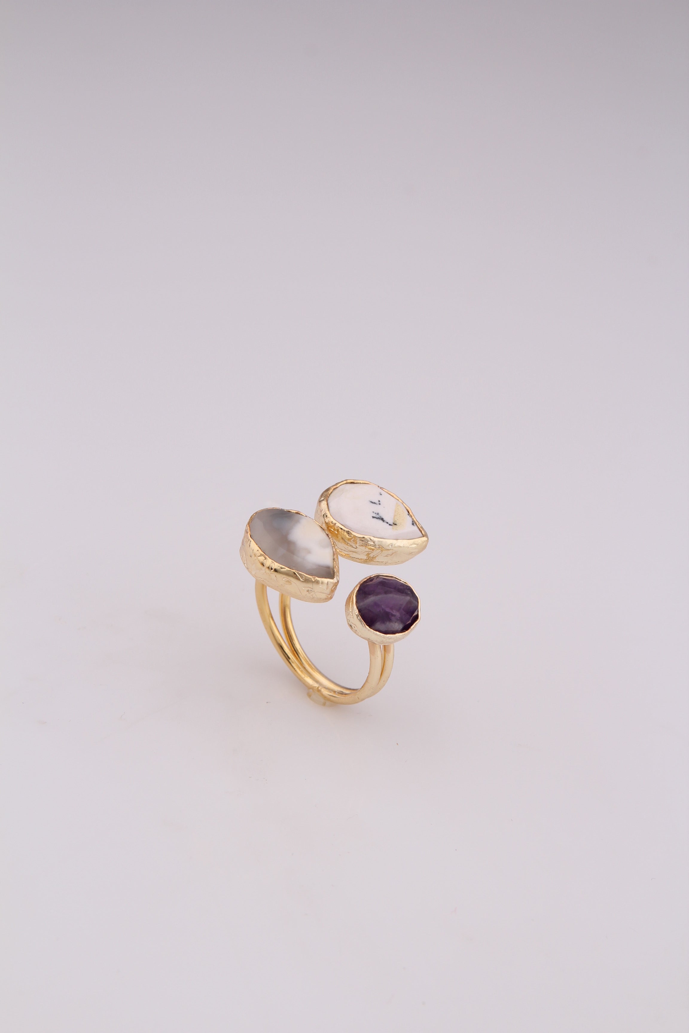 Amethyst & Black Ruthile Ring
