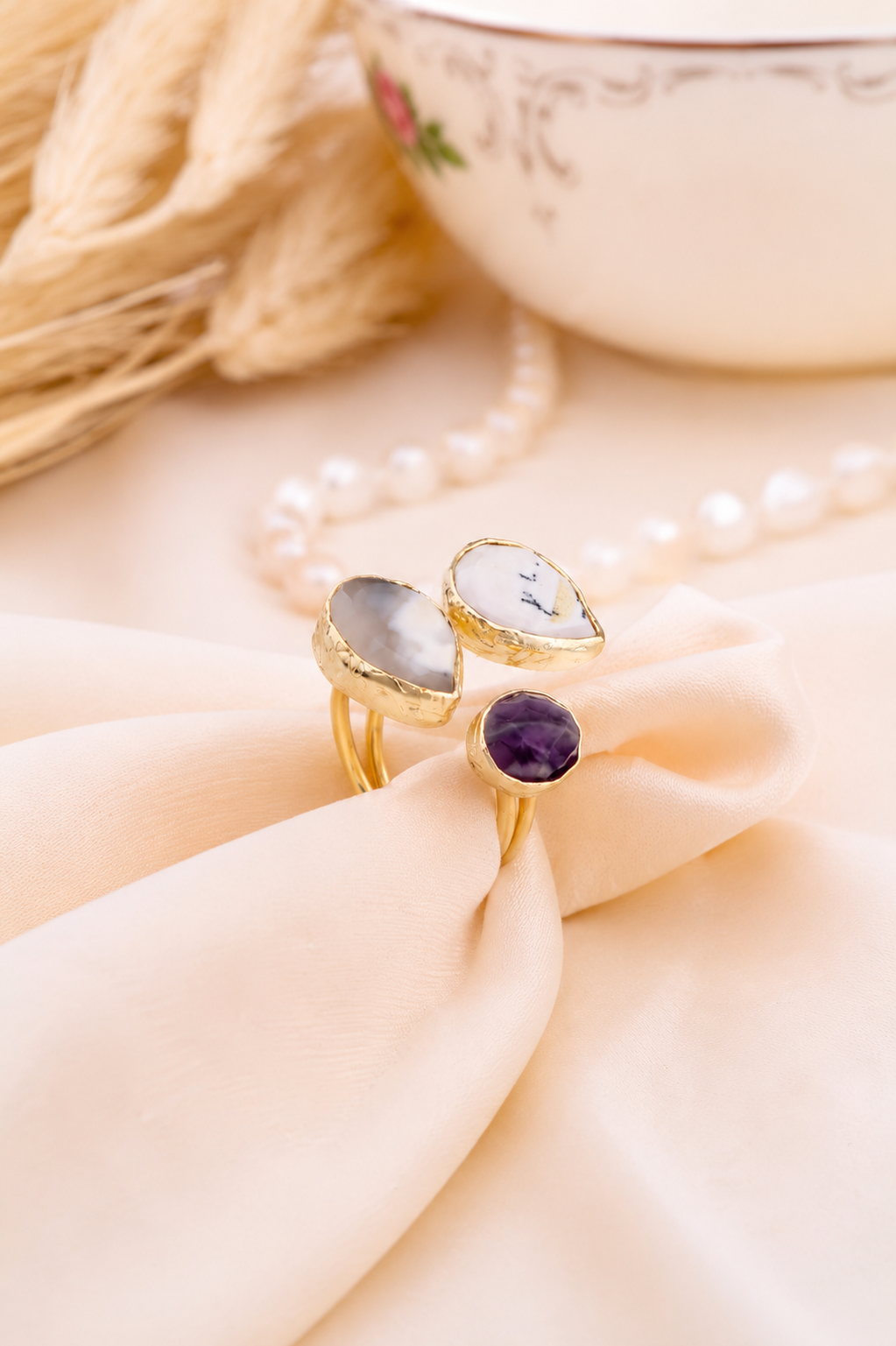 Amethyst & Black Ruthile Ring Main image