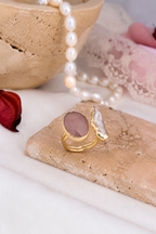 Pink Quartz & Pearl Ring
