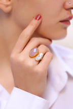 Pink Quartz & Pearl Ring