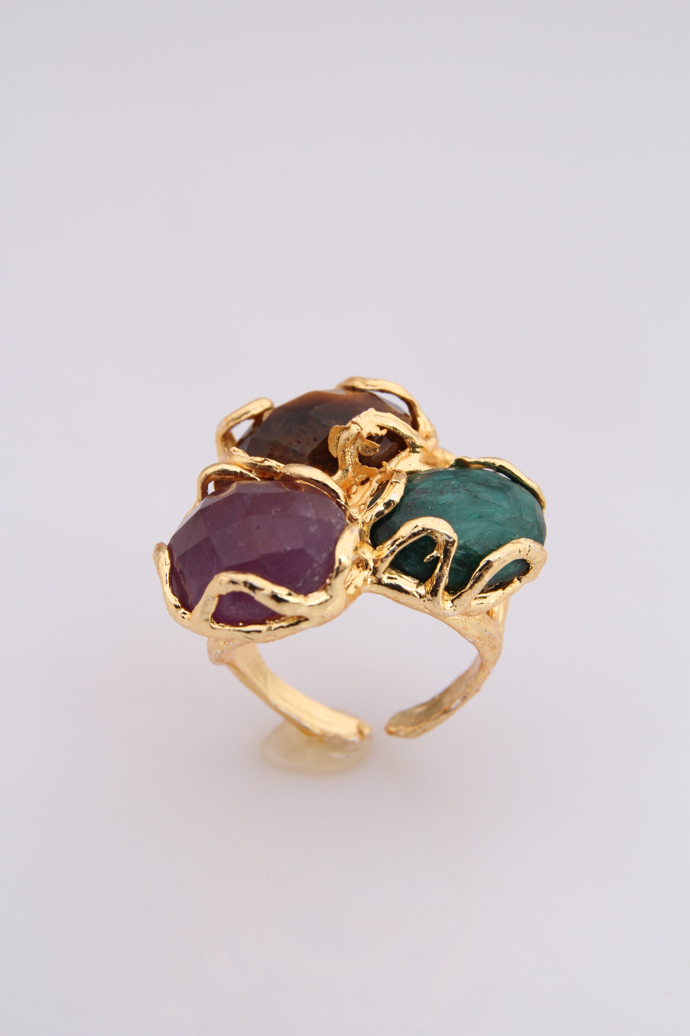 Strawberry Quartz & Agate & Tiger Eyes Ring Main image