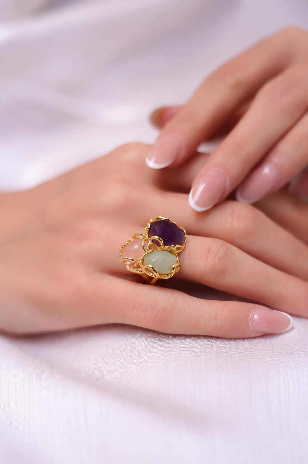 Amazonite & Amethyst & Pink Quartz Ring Secondary image