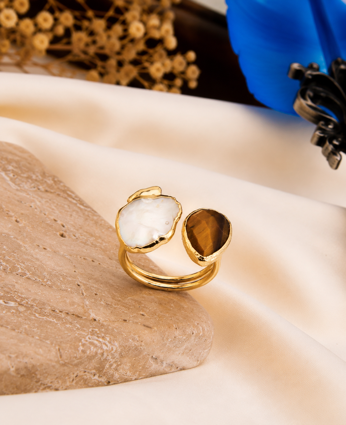 Tiger Eyes & Pearl Ring Main image