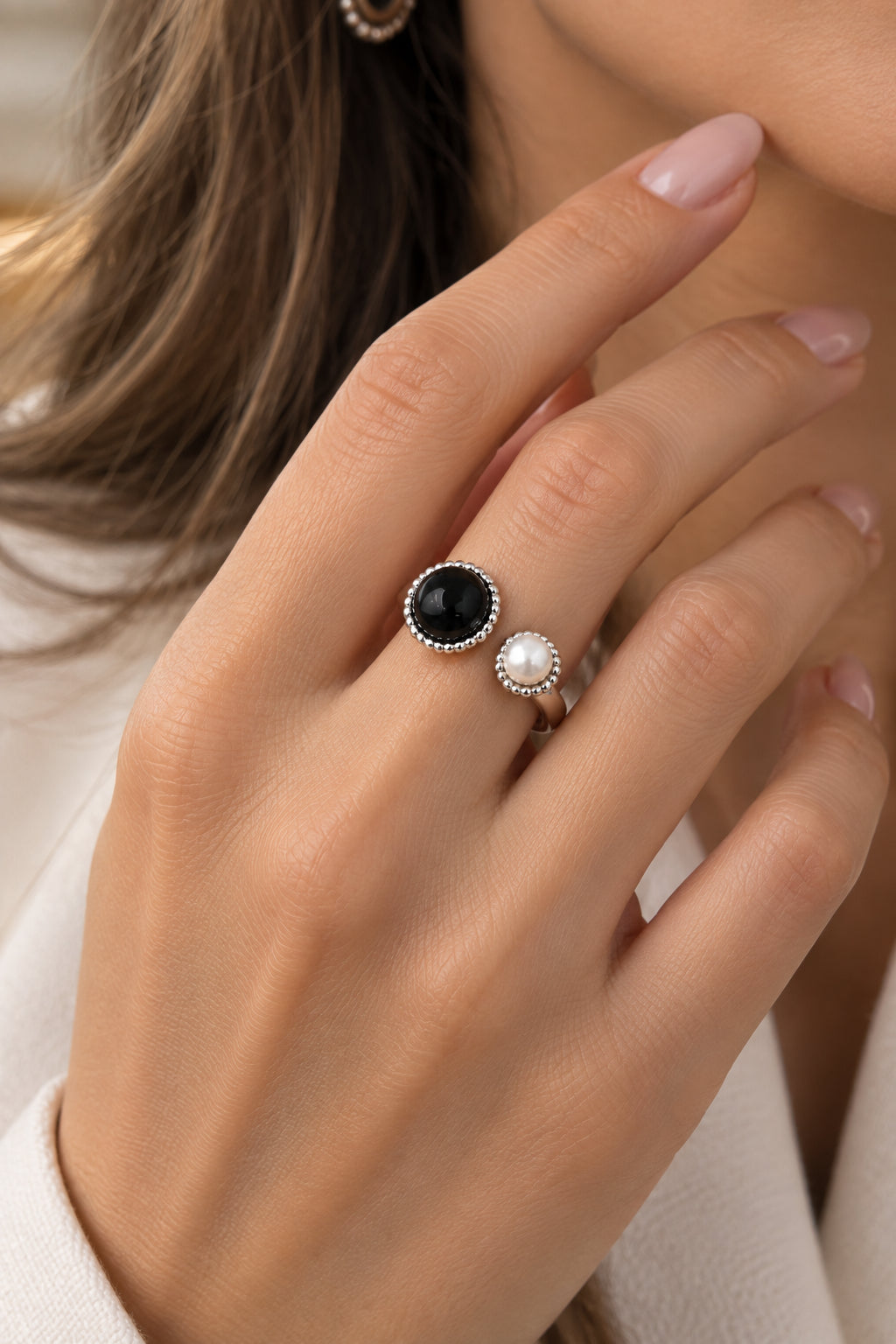 Onix & Pearl Ring