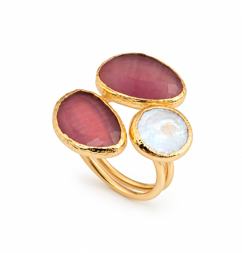 Pearl & Cat Eyes Ring