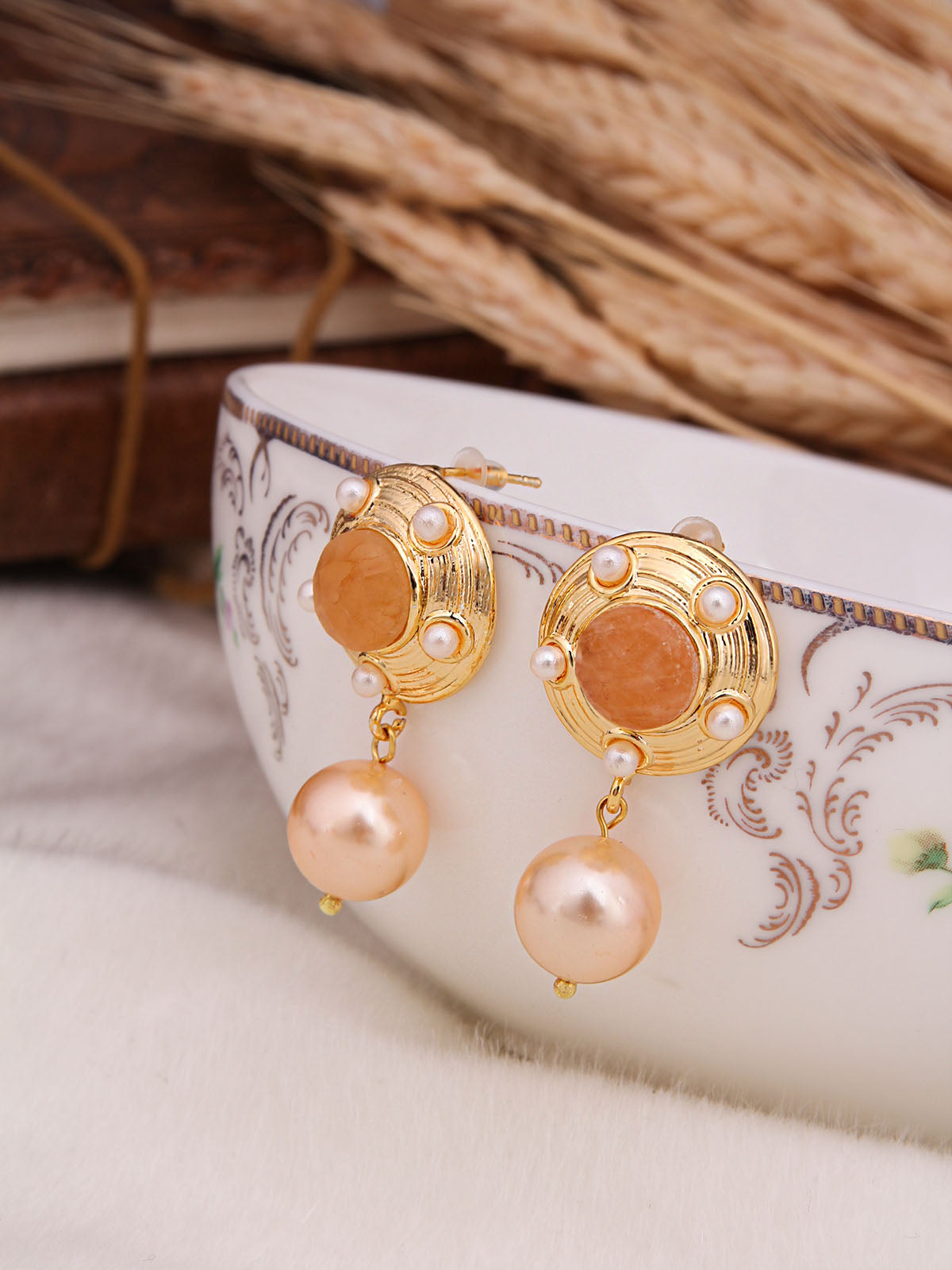 Citrine & Pearl Boucle d'oreilles Main image