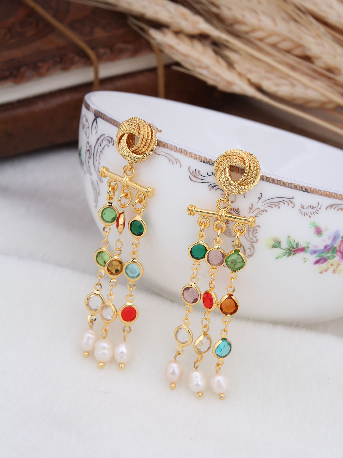 Crystal & Pearl Boucle d'oreilles Image principale du produit