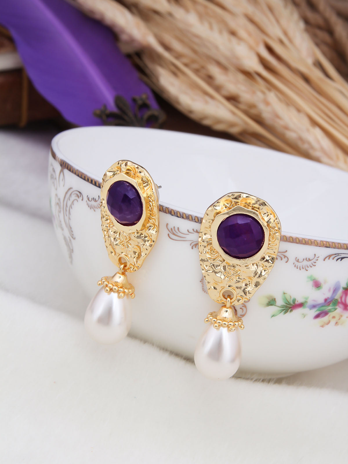 Amethyst & Pearl Boucle d'oreilles Main image